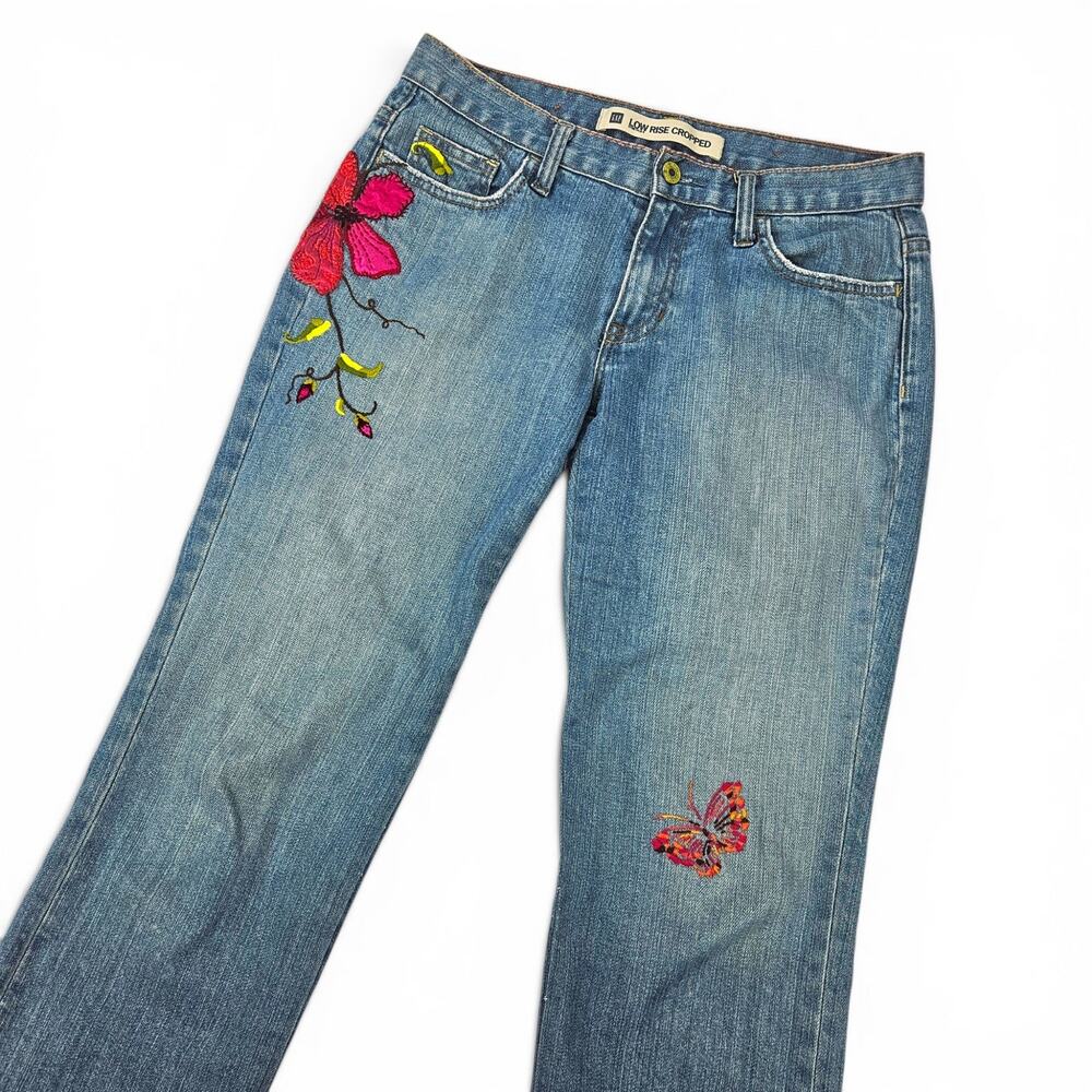 Y2k Gap Jeans Low-Rise Embroidered Cropped - Size 6 - Picture 2 of 8